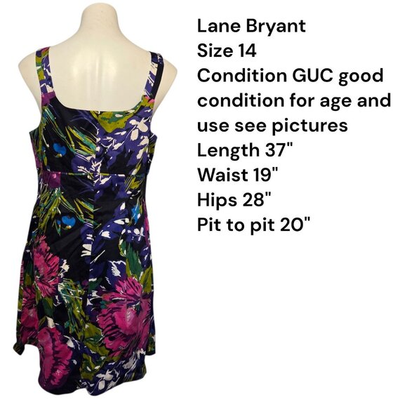 Lane Bryant Size 14 Floral Fit & Flare Dress Colorful Spring Summer Coquette - Picture 2 of 5